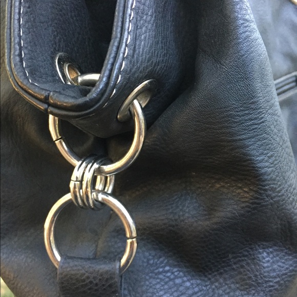 Reflections large black tote curved  black leather shoulder bag - Picture 5 of 6